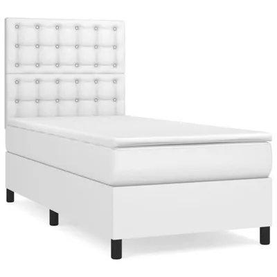 Produktbild von vidaXL Boxspringbett mit Matratze Weiß 90x200 cm Kunstleder