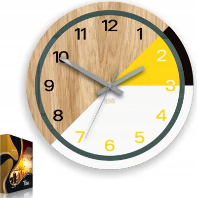 Produktbild von ModernClock, Wanduhr, Wohnzimmer, 33cm, große Wanduhr aus Eiche, Lagos