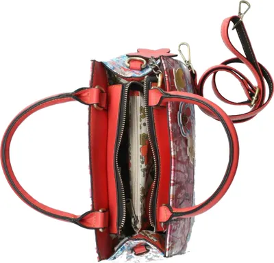 Produktbild von Laura Vita Damen Henkeltasche Blumen Muster Umhängeriemen Antara, Farbe:Rot