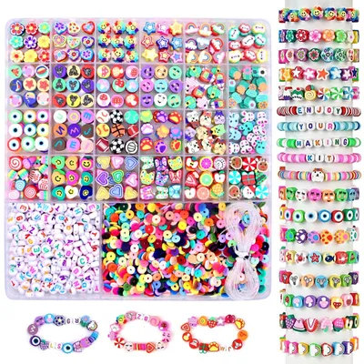 Bastelperlen-Set, 2300 Teile, Polymer-Ton, DIY-Armbänder