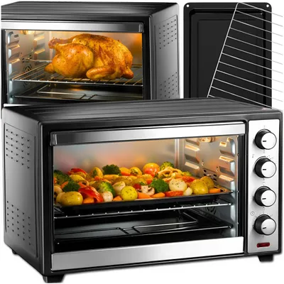 Produktbild von Mini Backofen 45 l, 2000 W, Umluft, Drehspieß, Grill, E27? INOX, Tischbackofen 100–250 °C