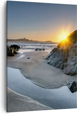 Produktbild von Bild auf Leinwand - Leinwandbild - Einteilig - Landschaft britisch Ufer Küste - 50x70cm - Wand Bild - Wanddeko - Wandbilder - Leinwanddruck - Wanddekoration - Leinwand bilder - Wandbild - PA50x70-3174