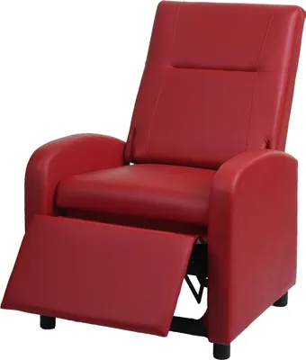 Immagine prodotto di Poltrona TV HWC-H18, poltrona reclinabile, pieghevole in Pelle finta 99x70x75cm ~ rosso