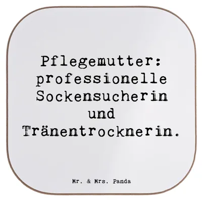 Produktbild von Mr. & Mrs. Panda Untersetzer Tasse Spruch Pflegemutter Heldin - Weiß - Geschenk, Trost, Sockensucherin, Tassen, Pflegekind, Tassenuntersetzer, für Gläser, Verwandte