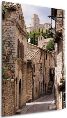Produktbild von Wallario Premium Leinwandbild Italienische Gasse in Größe 60 x 90 cm
