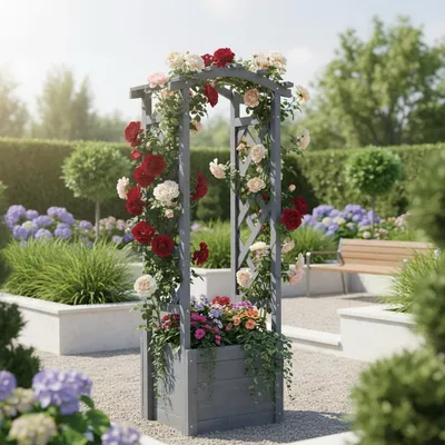 Image de Treillis Treillis pour plantes Treillis pour rosiers Deko gris