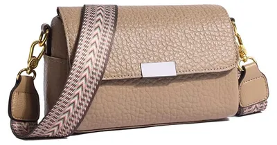 Produktbild von Damen-Schultertasche aus Leder mit breitem Riemen, moderne schwarze Damenhandtasche, stilvolle Handtasche, mittlere Größe