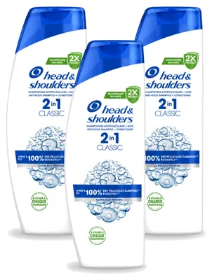 Produktbild von 3 x Head & Shoulders Classic 2-in-1 Anti-Schuppen-Shampoo 400 ml - Vorteilspackung - 3 Stücke