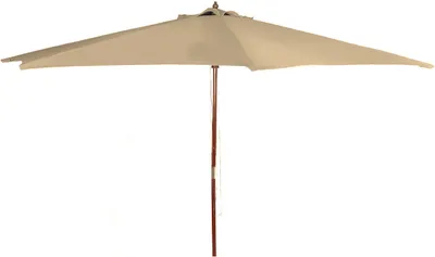 Produktbild von Holz Sonnenschirm 3m natur - Gartenschirm mit Seilzug - Marktschirm Schirm 300cm