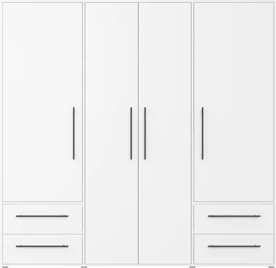Produktbild von Kleiderschrank - 206 x 200 cm - 4 Türen - 4 Schubladen - Weiß matt