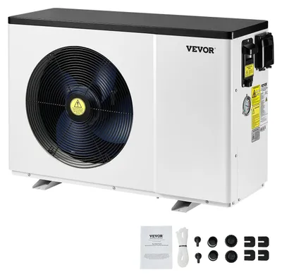 Produktbild von VEVOR Elektrische Poolwärmepumpe, 1,48-7,11 kW Heizleistung, energieeffiziente variable Frequenz-Poolheizer für 15-30m³ oberirdische Pools, Heiz- und Kühlwasserheizer AC220-240V 50Hz, 1.48-7.11 KW