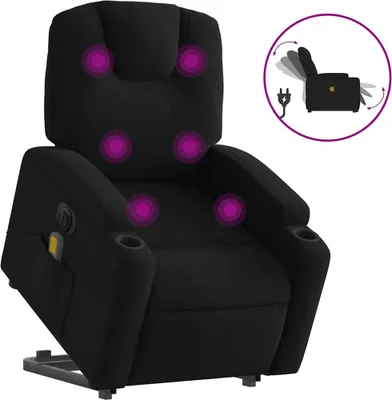 Produktbild von vidaXL Elektrischer Massagesessel mit Aufstehhilfe Schwarz Stoff
