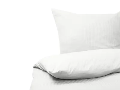 Obrázek produktu pro BELIANI Sada povlečení bílá bavlněný satén 150 x 220 cm pruhované povlak na peřinu a polštář moderní styl ložnice