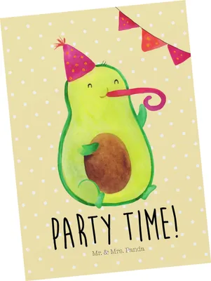 Produktbild von Mr. & Mrs. Panda Postkarte Avocado Party Zeit - Gelb Pastell - Geschenk, Fotokarte, Happy Birthday, Ansichtskarten, Postkarten, Glücklich, Ansichtskarte, Grußkarte