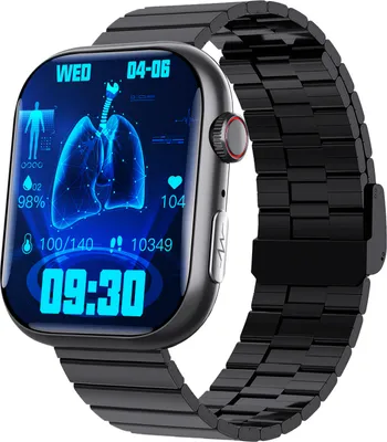 Produktbild von INF Intelligente EKG-Uhr, Herzfrequenzmesser, Fitness-Tracker, mit mehreren Sportmodi Schwarzes Bamboo Edition-Armband