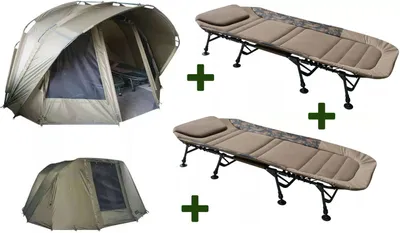 Image de Fort Knox 2.0 Dome 3,5 Mann Tente de pêche + Winterskin + 2 Flatsize Couches de pêche