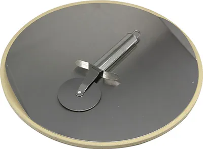 Produktbild von Dehner Pizzastein, inkl. Pizzaschneider, Ø 33 cm, Edelstahl, silber