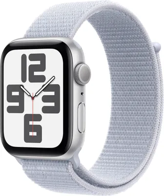 Image de Apple Watch SE GPS 44mm Aluminium Silver avec Storm Blue Sport Loop Strap