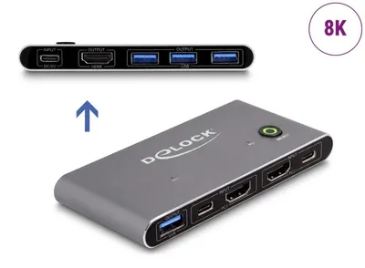 Produktbild von Delock HDMI KVM Switch 8K 60 Hz mit USB 5 Gbps