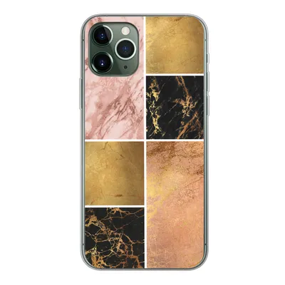 Produktbild von MuchoWow® Handyhülle Schutzhülle Hülle für iPhone 11 Pro Marmor - Rosa - Gold Silikon Softcase Handy Hülle - Handy