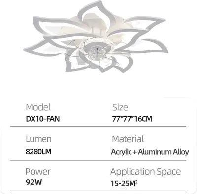 Obrázok produktu pre Stropný ventilátor so svetlom, 8280 lumenov, 92W energetická účinnosť, BIELY, APP s RC stmievaním