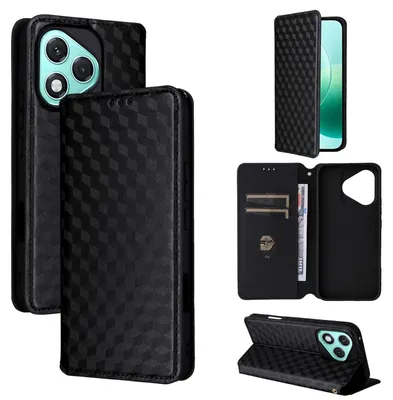 Obrázek produktu pro Pro Honor 400 Lite Cubic Design Flip umělá kůže Smart Wallet pouzdro pouzdro černé