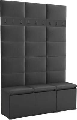 Productafbeelding van Garderobeset Noris III, beklede garderobe met zitbank, entree meubel met wandpanelen, haken en opbergruimte (kleur: zwart + Trinity 15)