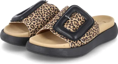Produktbild von Gabor Damen Pantoletten Beige Rauleder Animal Print Leopard Größe: 40