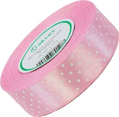 Image de Ruban de satin à pois 25mm 25m - 18 rose