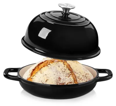 Broodbackform mit Deckel, emailliert, 4,8 L, schwarz
