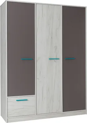 Produktbild von Breiter Kleiderschrank 145 cm DEANY – Kraft Eiche/Esche/Türkis