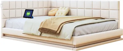 Produktbild von Polsterbett Schlafsofa(140*200,Beige)Multifunktionsbettmit LED Lichtleiste, USB Steckdose und Lattenrost, hautsympathischer Samtstoff