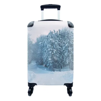 Produktbild von MuchoWow® Koffer Handgepäck Trolley Rollkoffer Kleine Reisekoffer mit 4 Rollen - Wald - Schnee - Winter - Cabin Size < 55x40x23 cm & 55x40x20 cm - Fotokoffer - Kabinenkoffer - Boardgepäck - Reise-Box - Reisekoffer - Reisegepäck - Koffer mit Bild - Trolley für Kinder