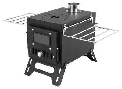 Produktbild von Holzofen mit 5 Rohren und Zubehör, großer Brennraum, Heiz- und Kochofen für Zelte, tragbarer Edelstahlofen für Outdoor-Aktivitäten wie Camping, Jagen und Eisfischen