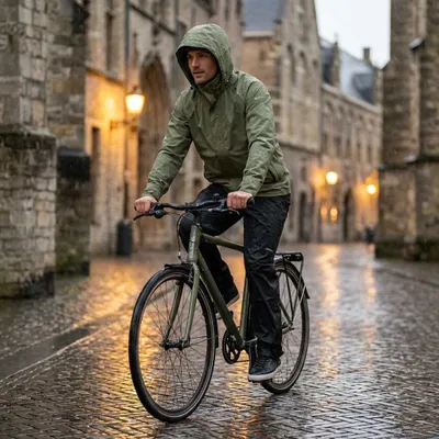 Produktbild von Basil Fahrrad Regenanzug Hoga Unisex olive green, Größe S.