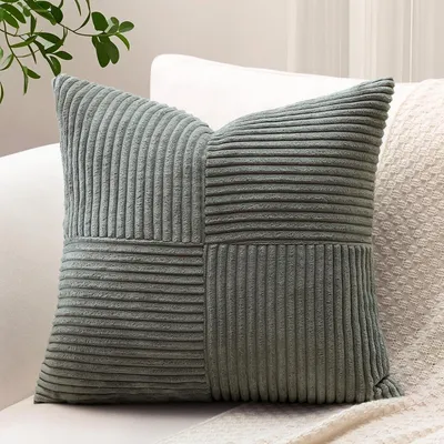 Productafbeelding van Kussensloop, corduroy, kruisstreepmotief, donkergrijs, 60x60 cm, 1 stuk