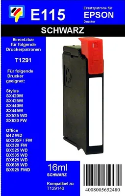 Produktbild von T1291 - schwarz - Dr. Inkjet Ersatzdruckerpatrone mit 16 ml Inhalt