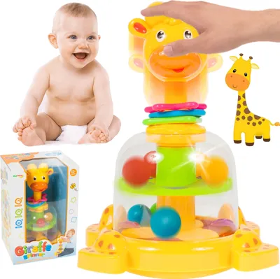 Image de Malplay Bébé Jouet éducatif Girafe Boules à pousser Jouet moteur Cadeau pour bébés et enfants de 12 mois et plus