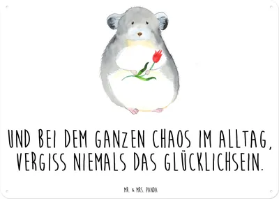 Produktbild von Mr. & Mrs. Panda Wandbild Chinchilla Blume DIN A3 - Weiß - Geschenk, Kummer, Blechschild, Lustige Sprüche, Chinchillas, Schild, tafel, Büro, Glücklichsein, Retro, Chaos