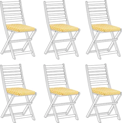 Produktbild von BELIANI Sitzkissen für Gartenstuhl 6er Set Gelb / Weiß Stoffbezug mit Reißverschluss Bindebändern 31 x 39 cm Modern Geometrisches Muster Outdoor