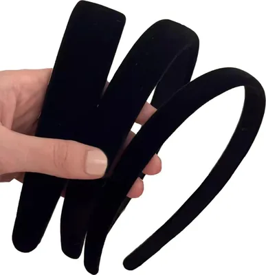 Image de lot de 3 serre-têtes en velours noir de 3 largeurs différentes - bandeaux mode - accessoires de cheveux pour femmes & filles