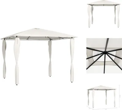 Image de vidaXL Pavillon avec couvertures de poteaux 3x3x2,6 m Crème 160 g/m² - Pavillons & Tentes de réception