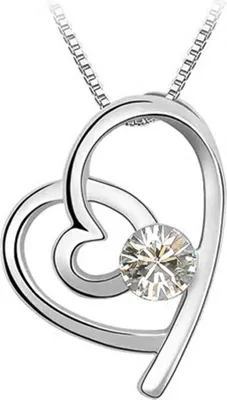 Produktbild von Damen Halskette Herz Heart Anhänger Zirkonia Kristall Autiga® silber-klar