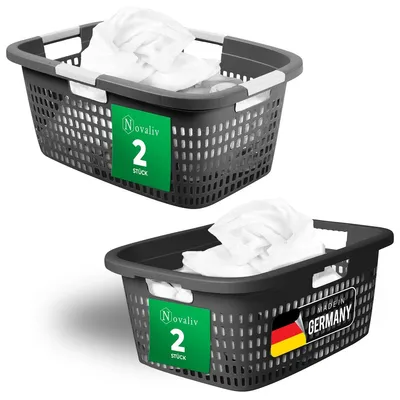Produktbild von Novaliv Wäschekorb-Set 2x 25L + 2x 40L, Wäschebox Set Wäscheeimer Wäschebehälter für Bad Wäsche Schmutzwäsche, Wäschekörbe Wäschewanne Laundry Basket Wäschetonne Korb Sammler Box Wanne