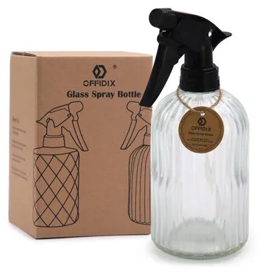 Imagen del producto de Botella de vidrio de 0,4 litros, con boquilla ajustable, transparente, para uso en jardinería y limpieza