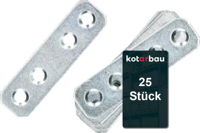 Obrázok produktu pre KOTARBAU® Sada 25 perforovaných dosiek 60 x 16 mm Pozinkovaná strieborná plochá spojka Spojka na drevo Vnútorná vonkajšia perforovaná doska Oceľová spojka Perforovaný plech Ploché železo