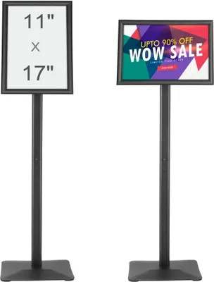 Zdjęcie produktu dla Stojak informacyjny z metalową podstawą 420 x 297 mm - Regulowany stojak informacyjny z pokrętłem - Solidny stojak podłogowy - Ekspozytory reklamowe