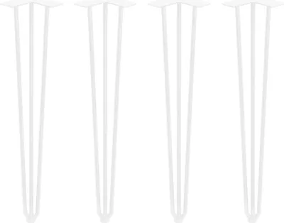 Image de Jeu de pieds Hairpin de 3 barres par table, H 710 mm, Peint en blanc