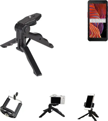 Produktbild von K-S-Trade Stativ Tisch-Ständer Dreibein Handy-Stativ Ständer kompatibel mit Samsung Galaxy XCover 5 Mini-Stativ Smartphone Tripod Handy-Stativ aus