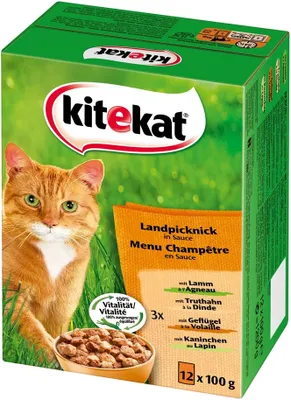 Produktbild von KITEKAT Portionsbeutel Multipack Landpicknick in Sauce 4 Varietäten 1 x 12 x 100g